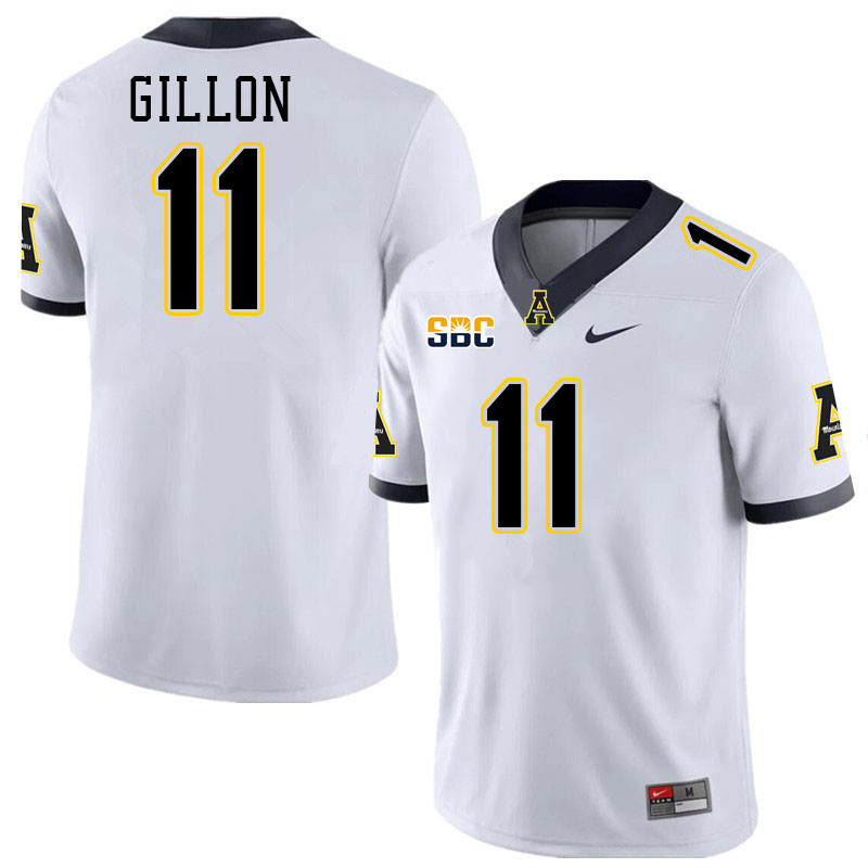 Appalachian State Mountaineers #11 Noah Gillon College Football Jerseys Stitched-White Appalachian State Mountaineers #11 Noah Gillon College Football Jerseys Stitched-White